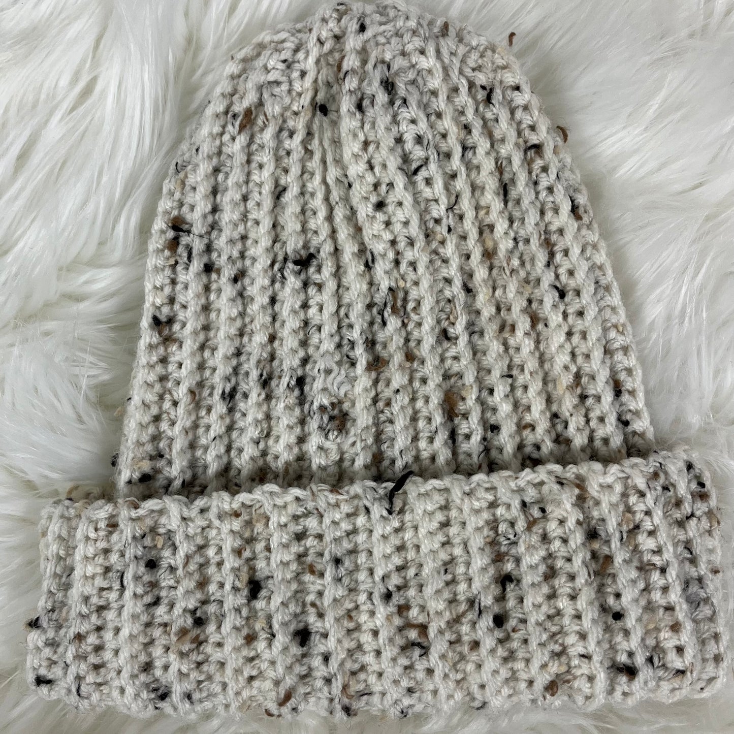 Classic Ribbed Beanie Ivory Tweed