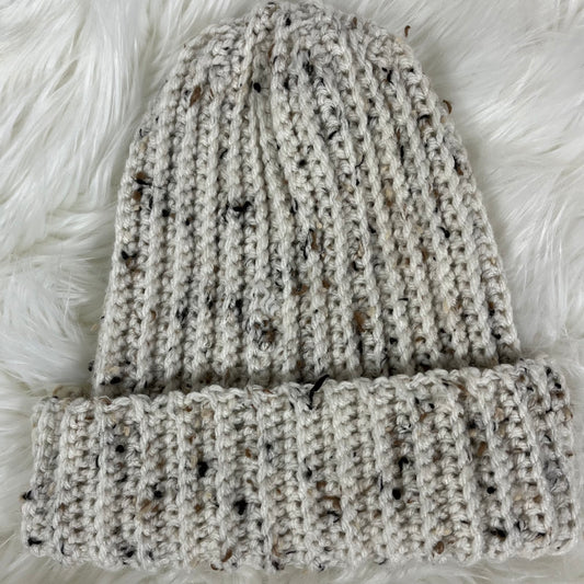 Classic Ribbed Beanie Ivory Tweed